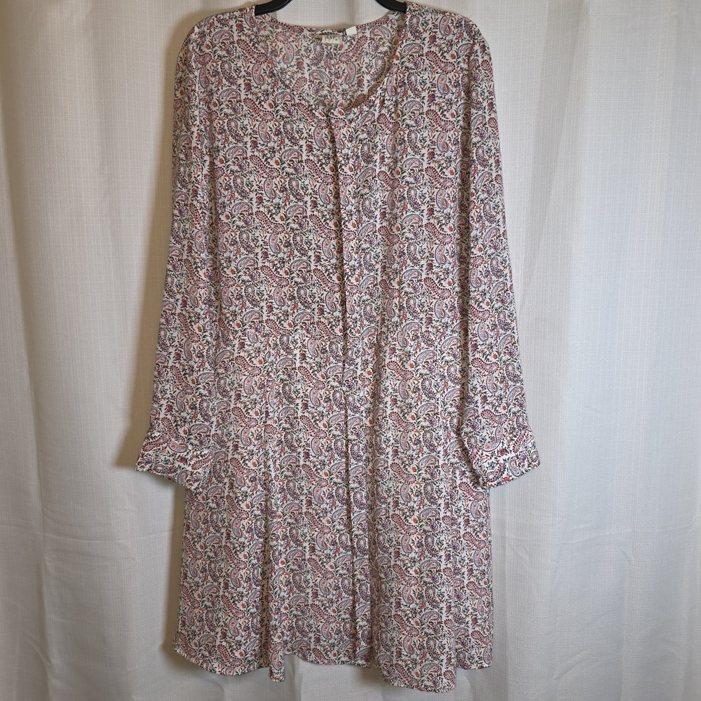 Gap Shirtdress Womens Size XL Paisley Print Hidden Button Front